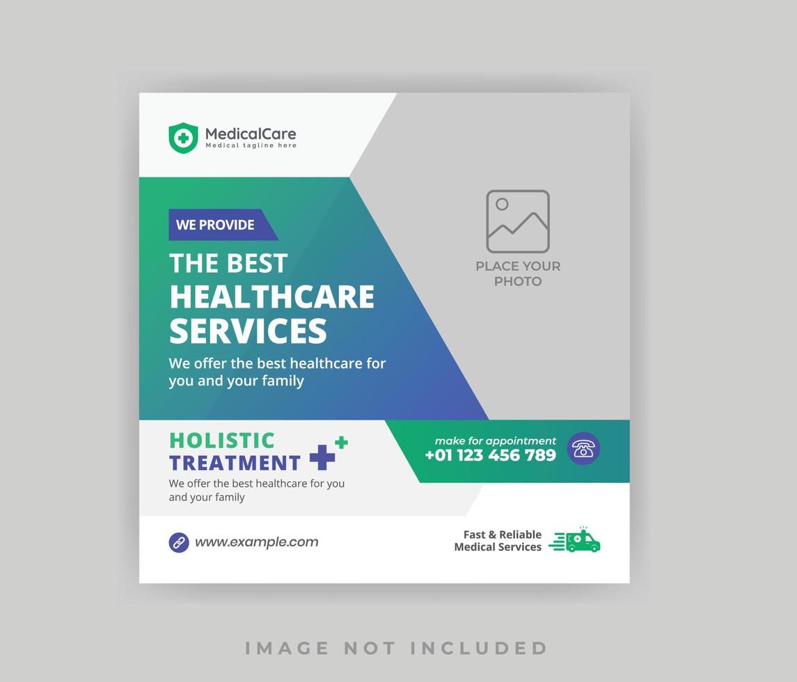 Clean Modern Medical healthcare flyer social media post web promotion banner template vector