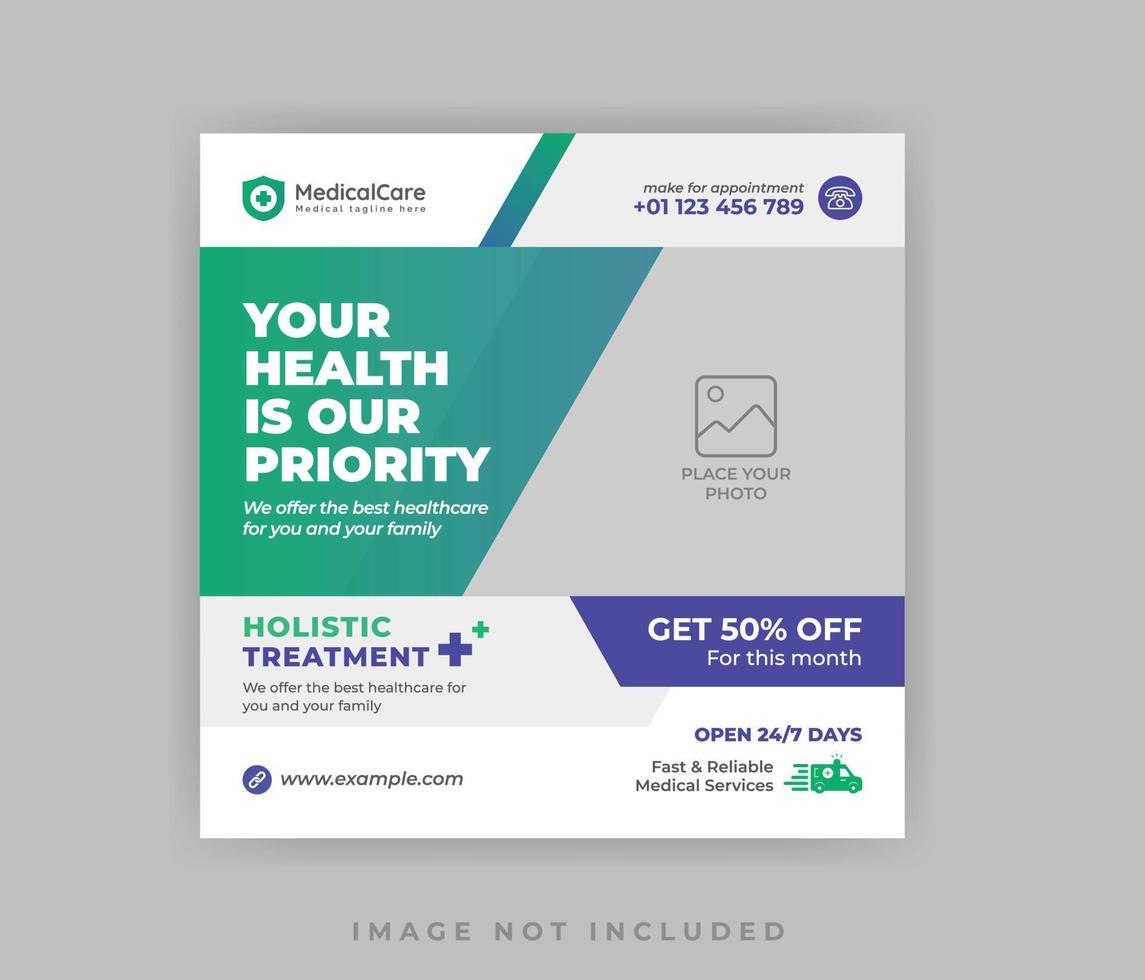 Abstract Clean Medical healthcare flyer social media post web promotion banner template vector