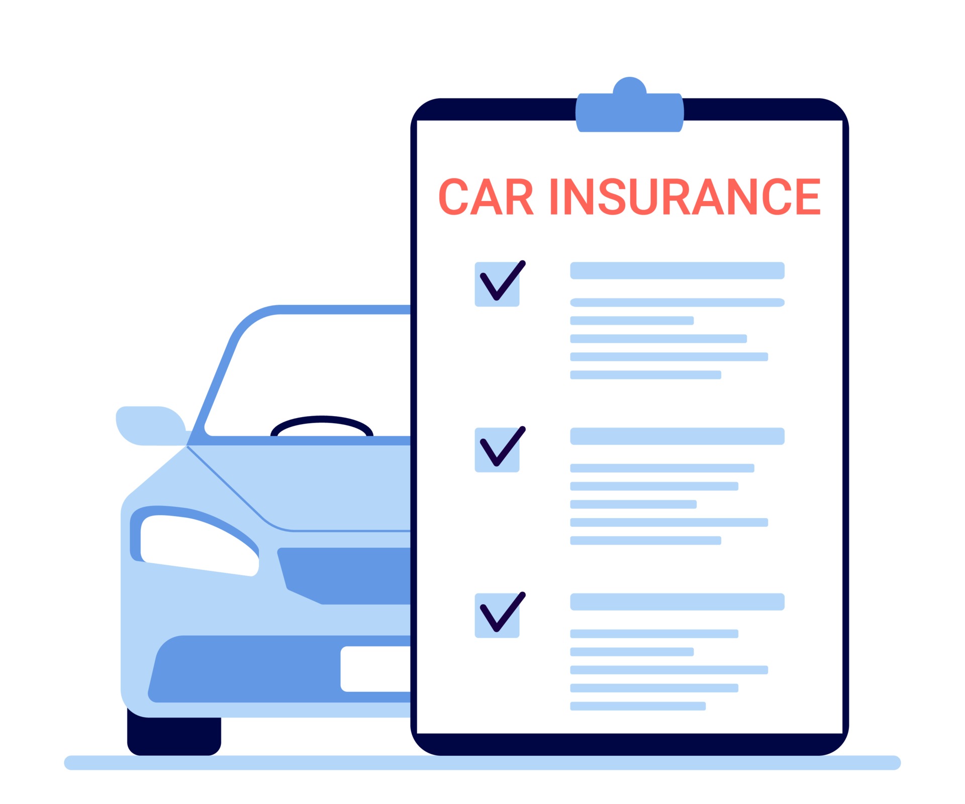 Car insurance, auto claim document. Count property tax form of vehicle