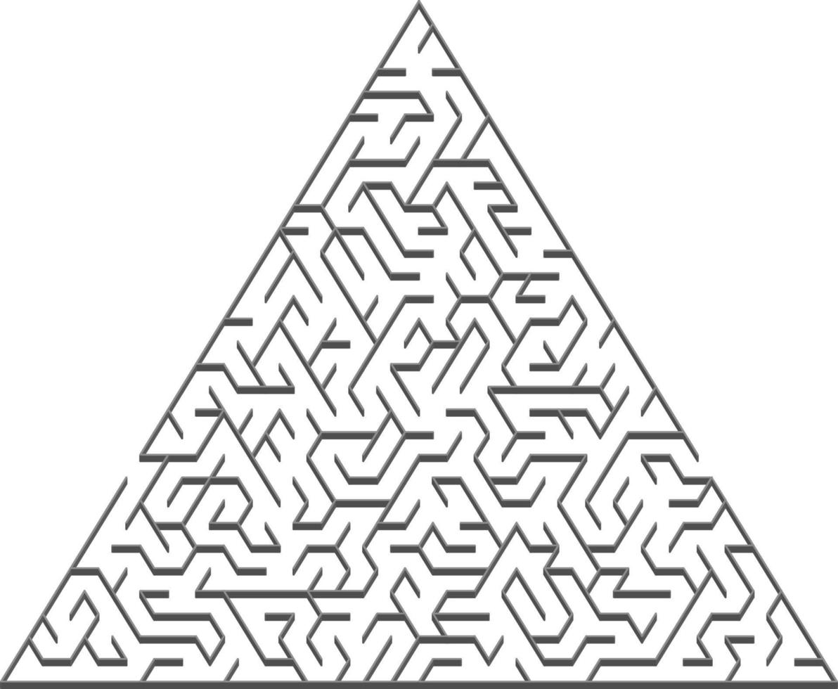 Vector backdrop with a gray triangular 3D maze, labyrinth.