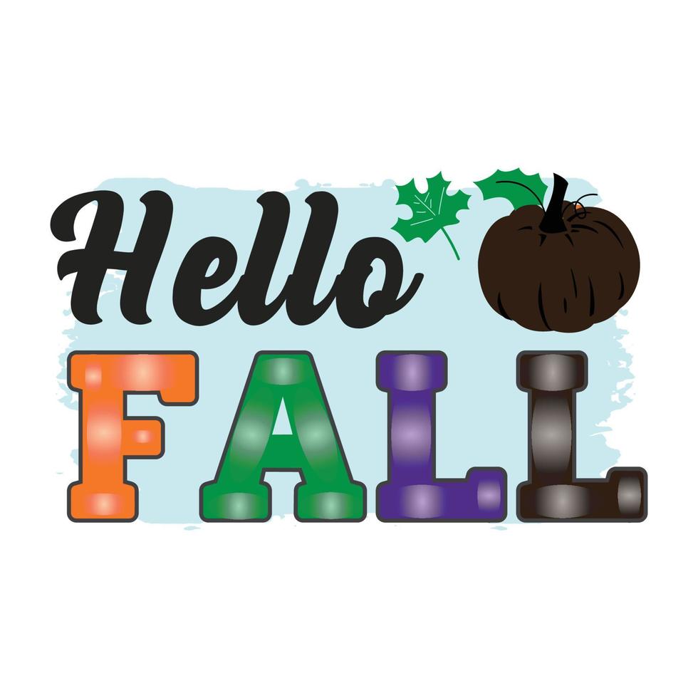 Fall, Autumn, Pumpkin, Hello Fall Typography t shirt print free vector