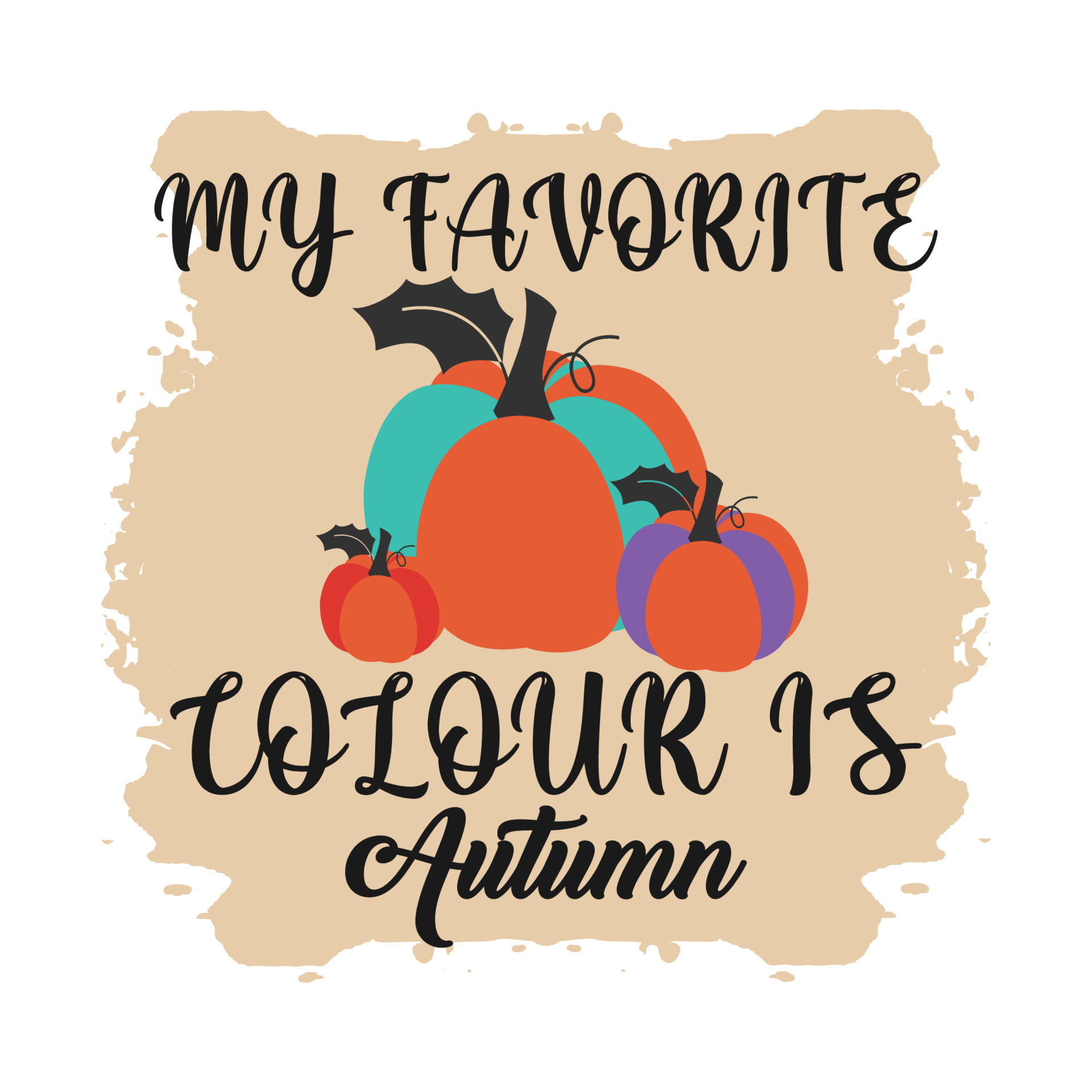 Fall, Autumn, Pumpkin, My favorite Colour is Autumn Typography t shirt