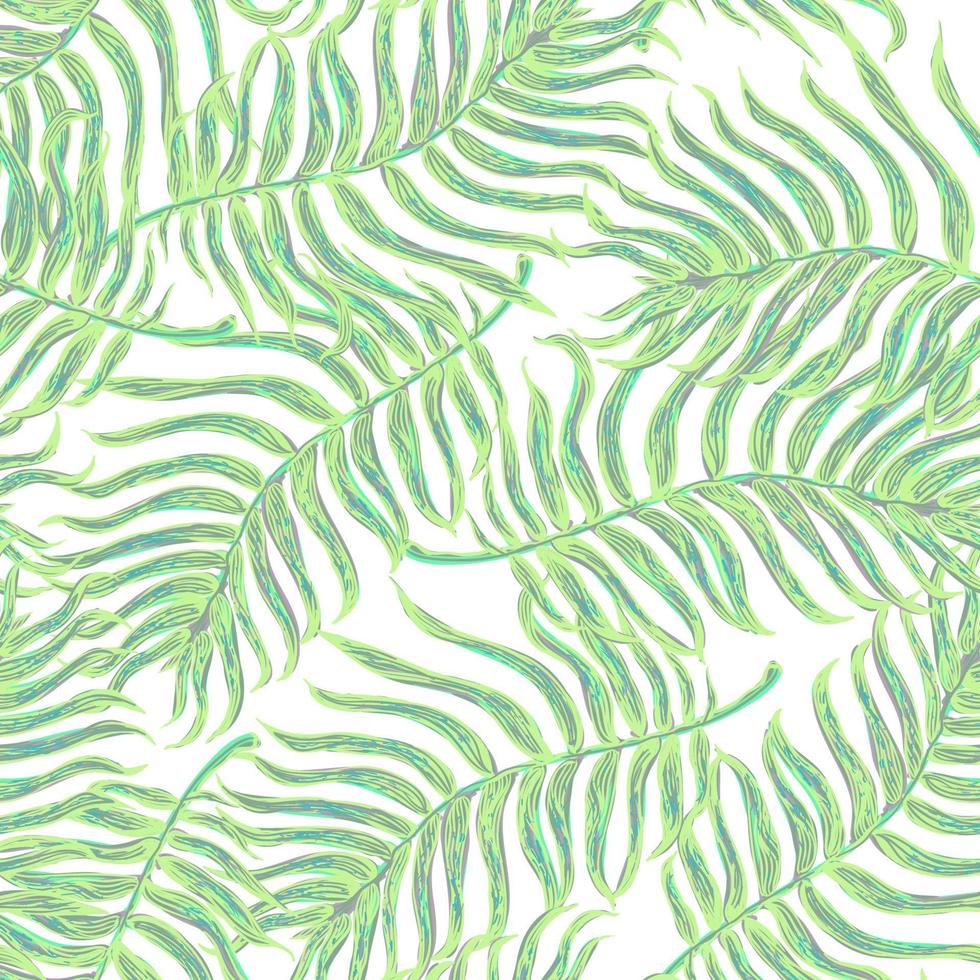 Vector seamless pattern with colorful illustration of tropical palm leaves. For wallpaper, textile print, pattern fills, web page, surface textures, wrapping paper, design of presentation