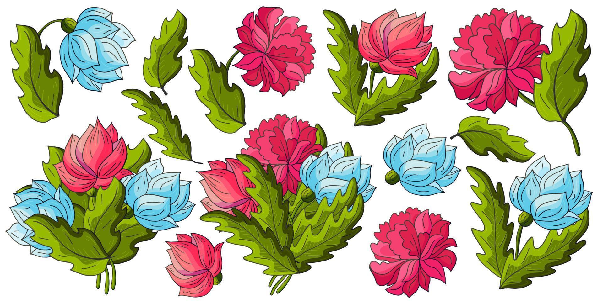 Floral illustration in hand draw style vector