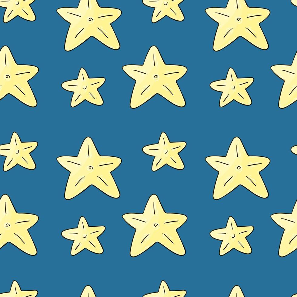 Seamless vector pattern with stars. Pattern in hand draw style