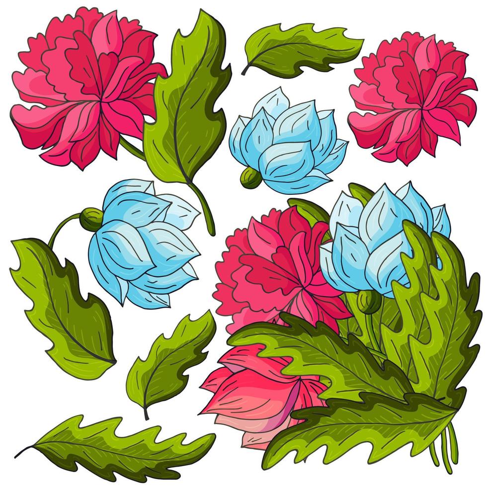 ilustración floral en estilo de dibujo a mano vector