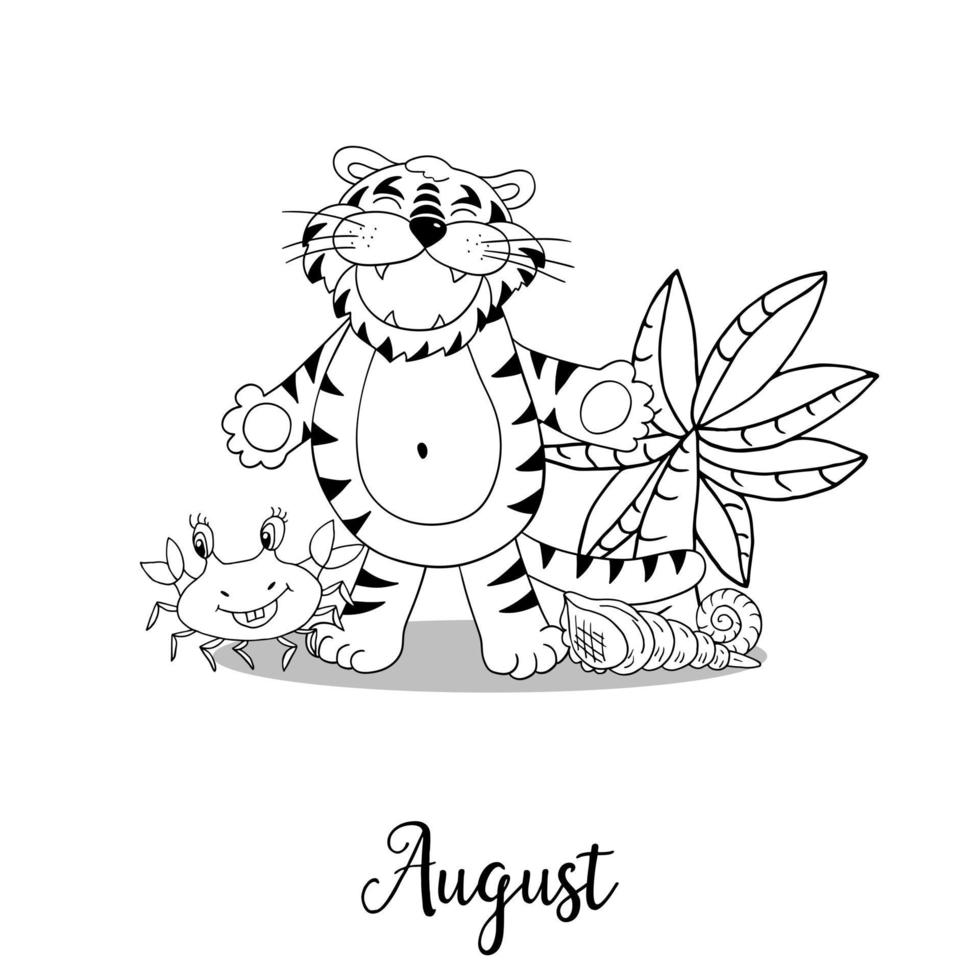 Tiger in hand draw style. Symbol of 2022. New Year 2022 vector