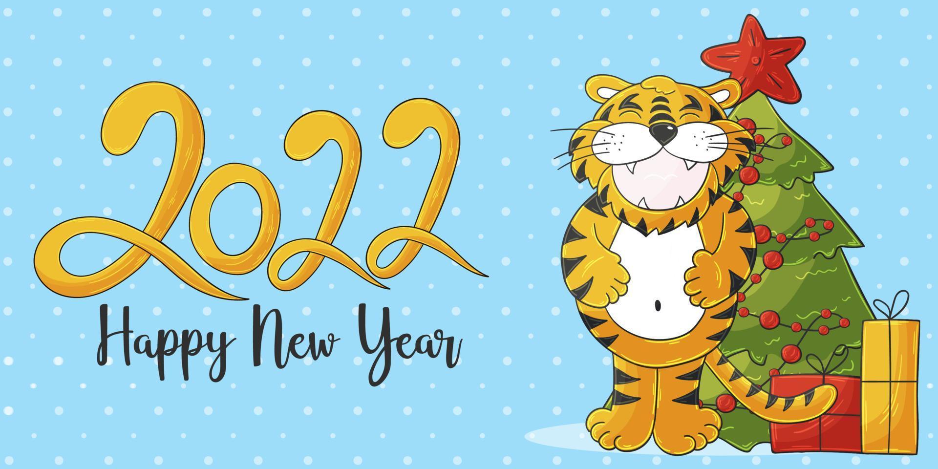 tigre en estilo de dibujo a mano. símbolo de 2022.Colección año nuevo 2022. vector