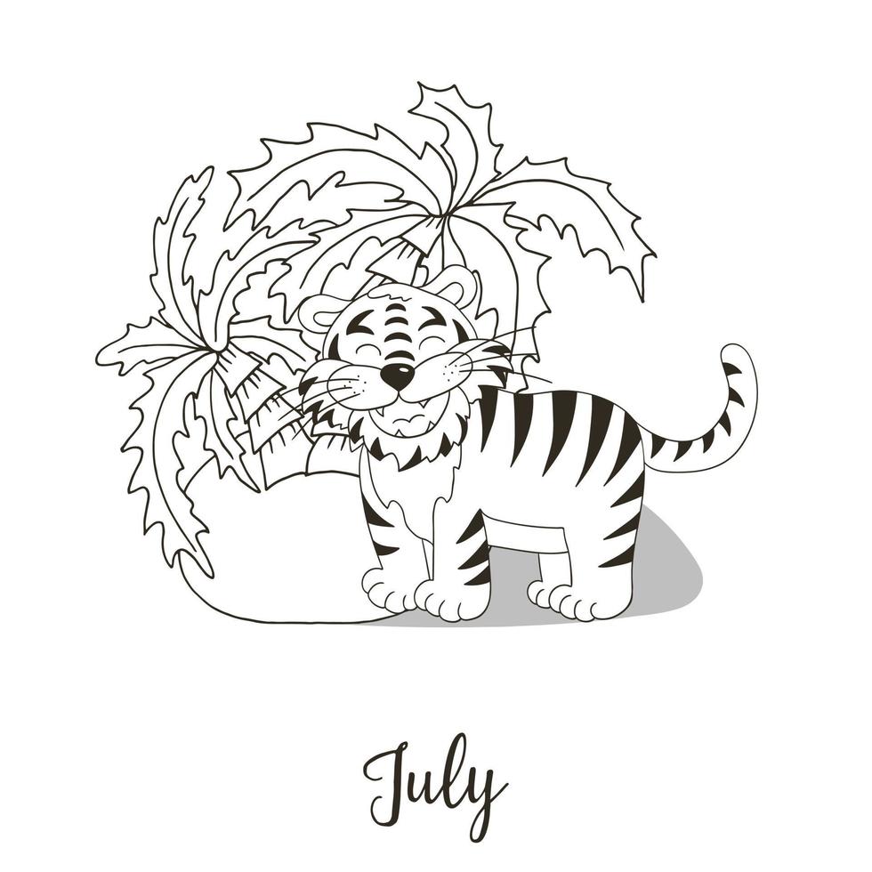 Tiger in hand draw style. Symbol of 2022. New Year 2022 vector