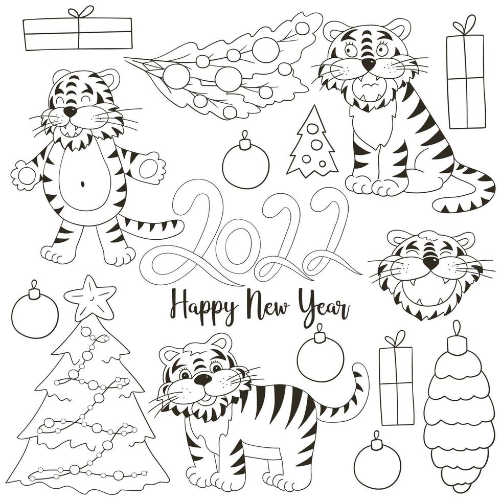 Black and white sketch of new year presents and gifts in shape of christmas  tree. vector hand drawn doodle for holiday design | CanStock