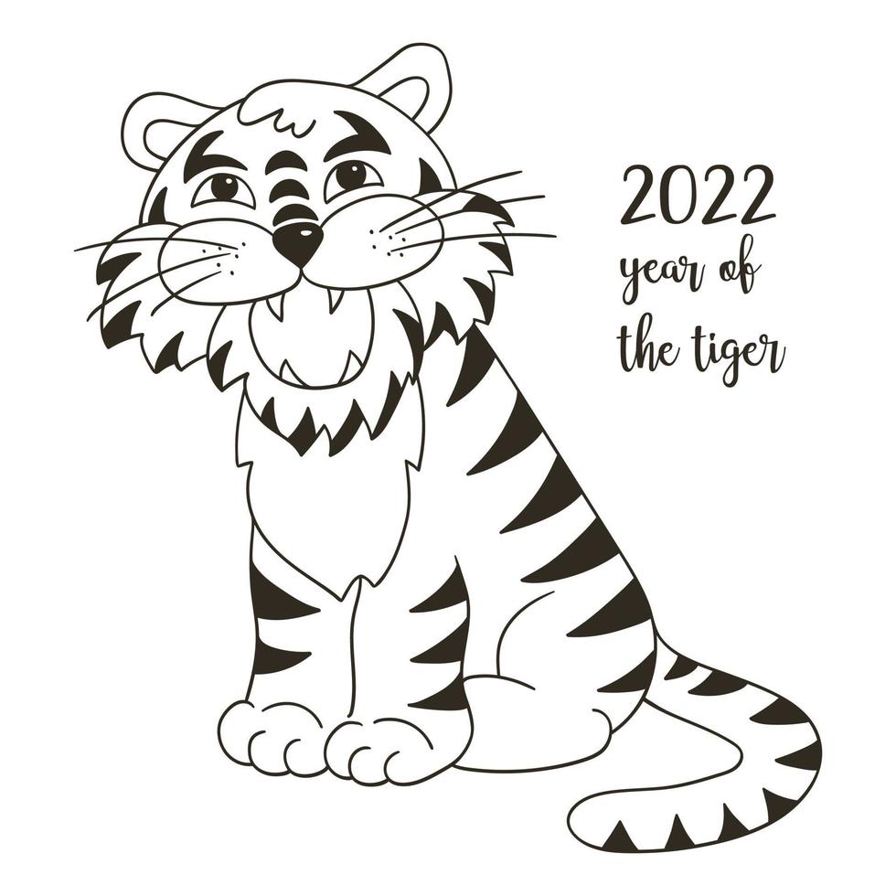 tigre en estilo de dibujo a mano. símbolo de 2022 año nuevo 2022 vector