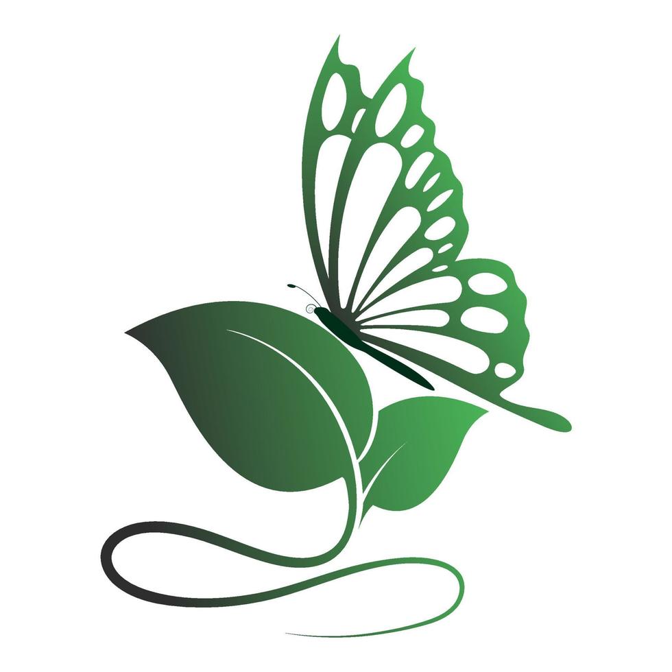 butterfly with leaves vector