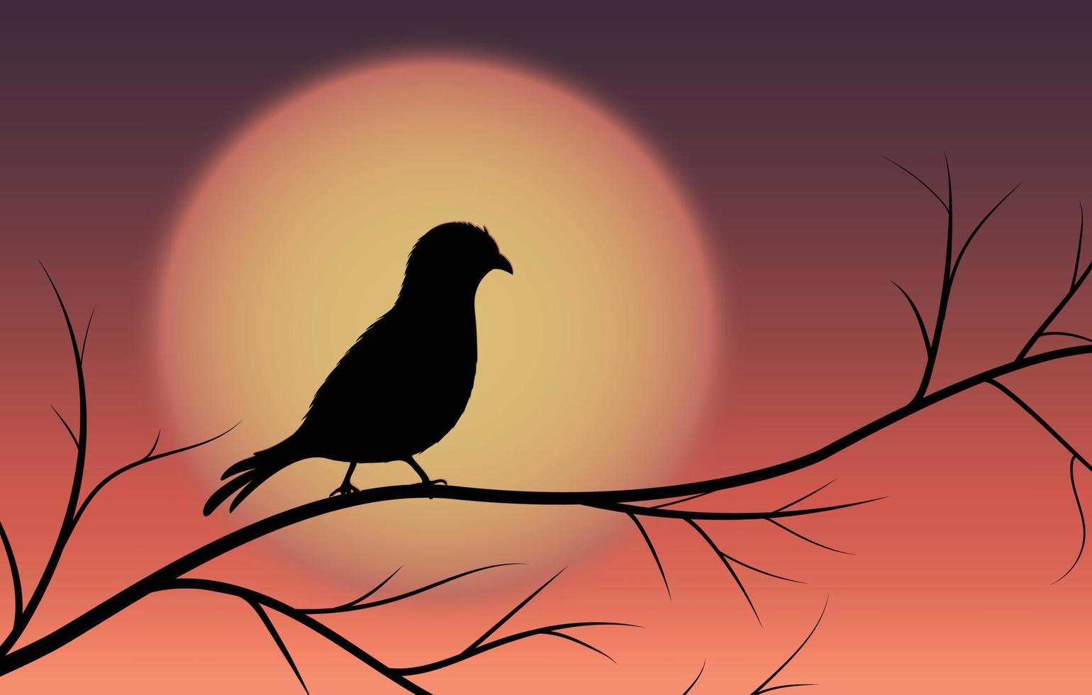 Bird silhouette on tree vector