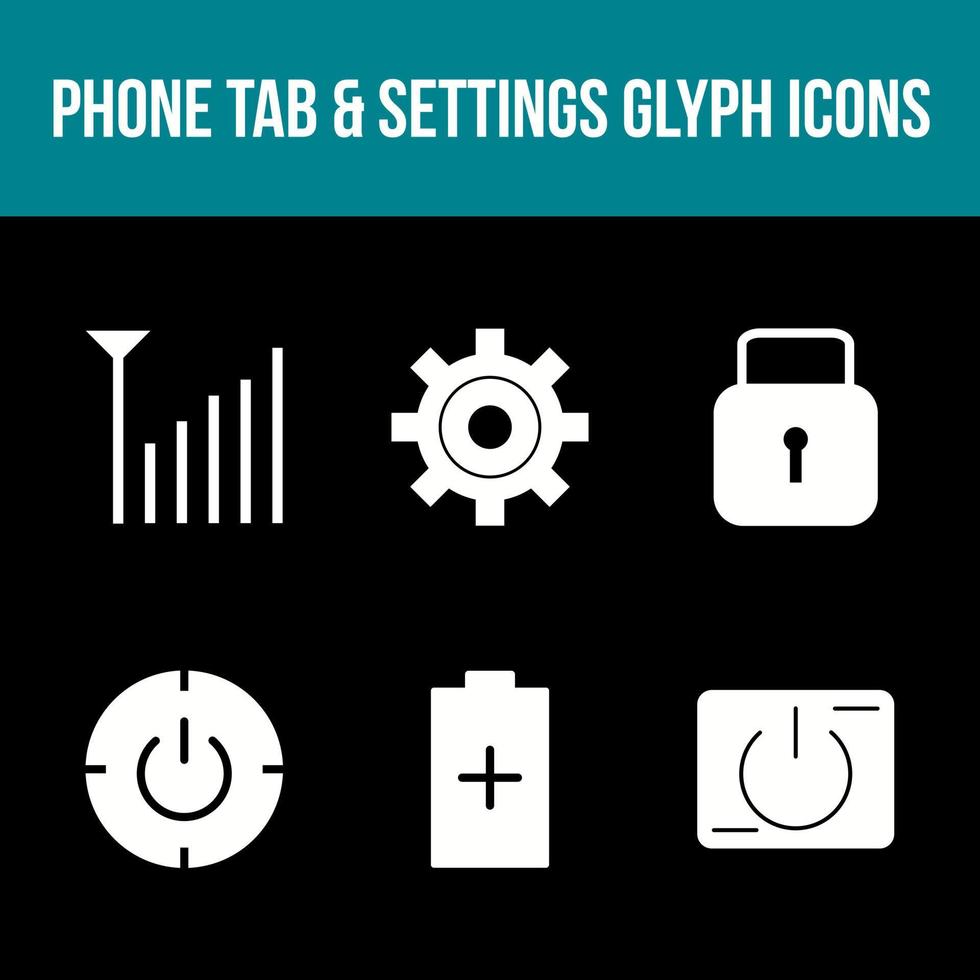 Unique Phone Tab and Settings Vector Icon Set