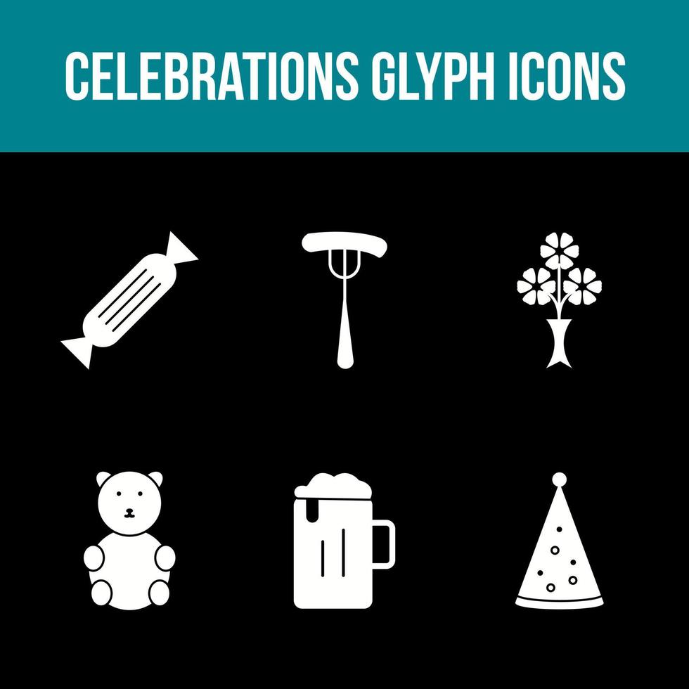 Unique Celebration Glyph Vector Icon Set