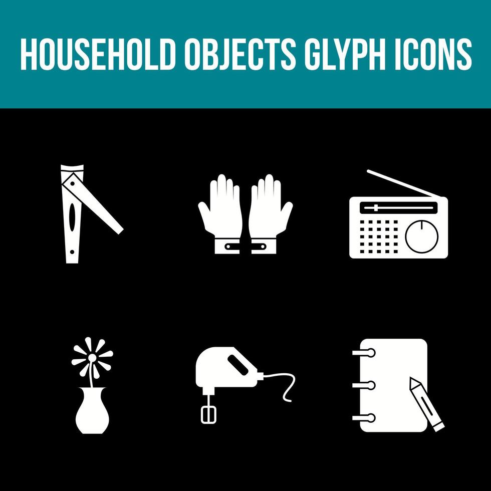 Conjunto de iconos de vector de objetos domésticos únicos