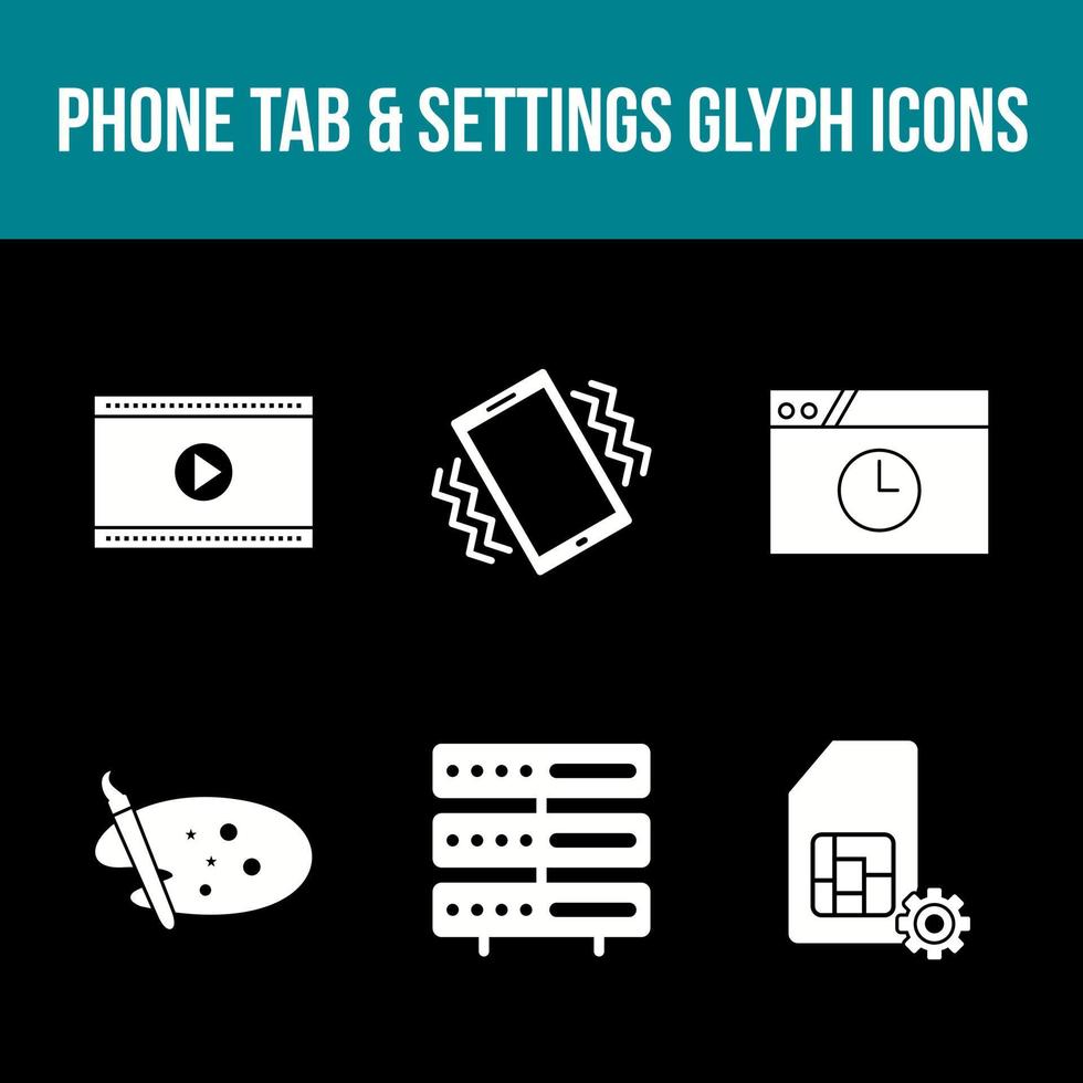 Unique Phone Tab and Settings Vector Icon Set