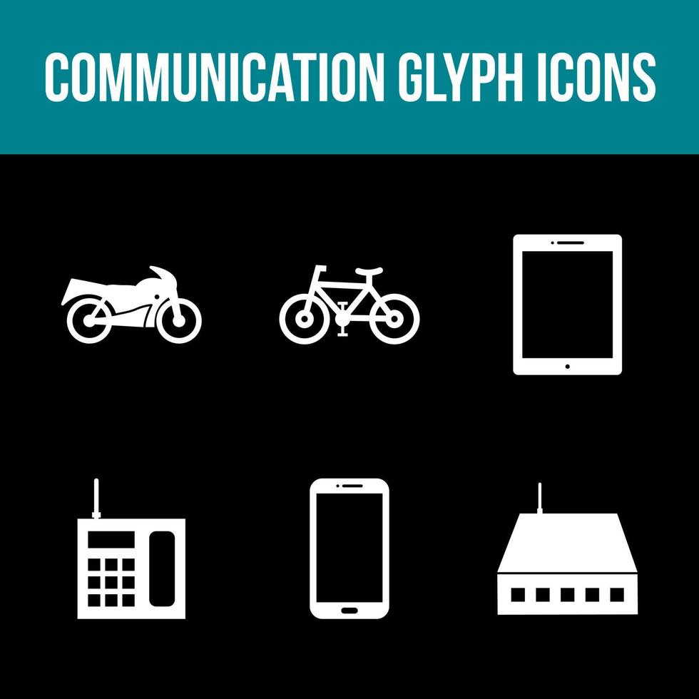 Conjunto de iconos de vector de glifo de comunicación única