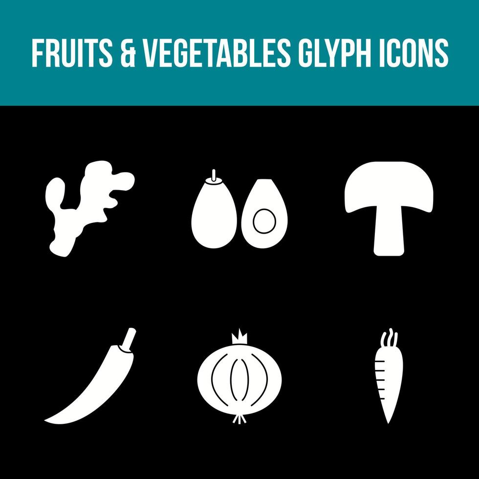 Unique Fruits and Vegetable Vector Icon Set