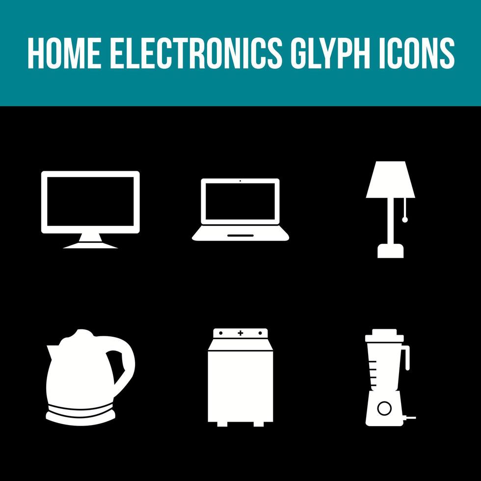 Unique Home Electronics Glyph Icon Set vector