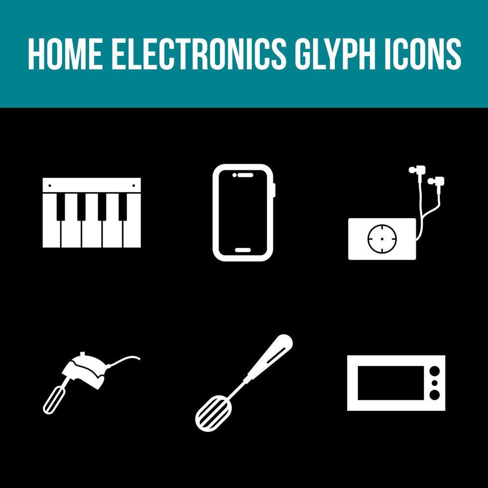 Unique Home Electronics Glyph Icon Set vector