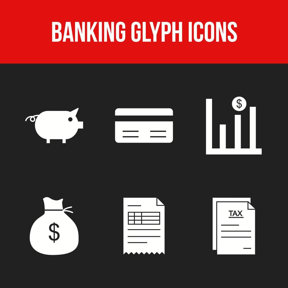 Unique Glyph vecor icon set of Banking icons vector