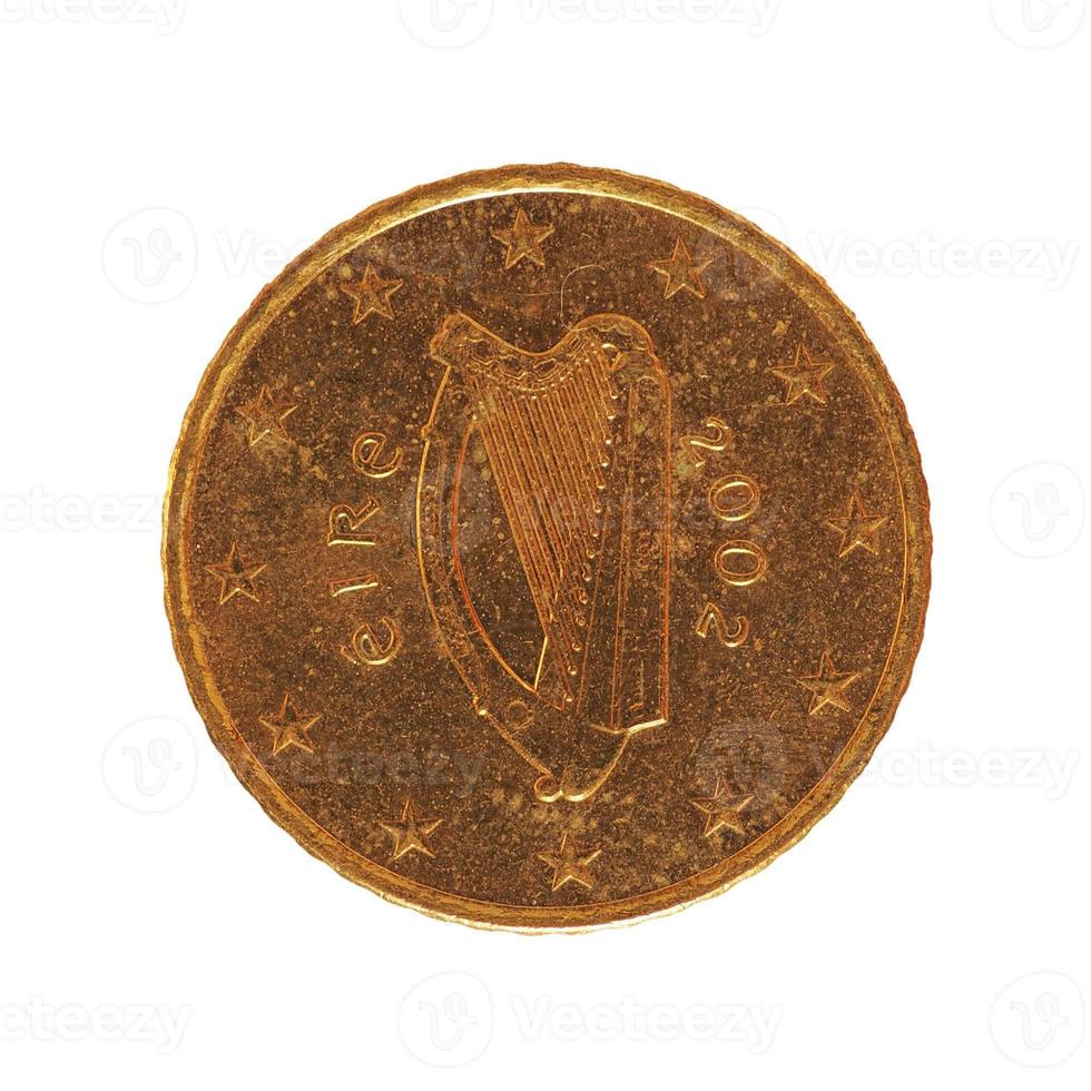 50 cents coin, European Union, Ireland isolated over white photo