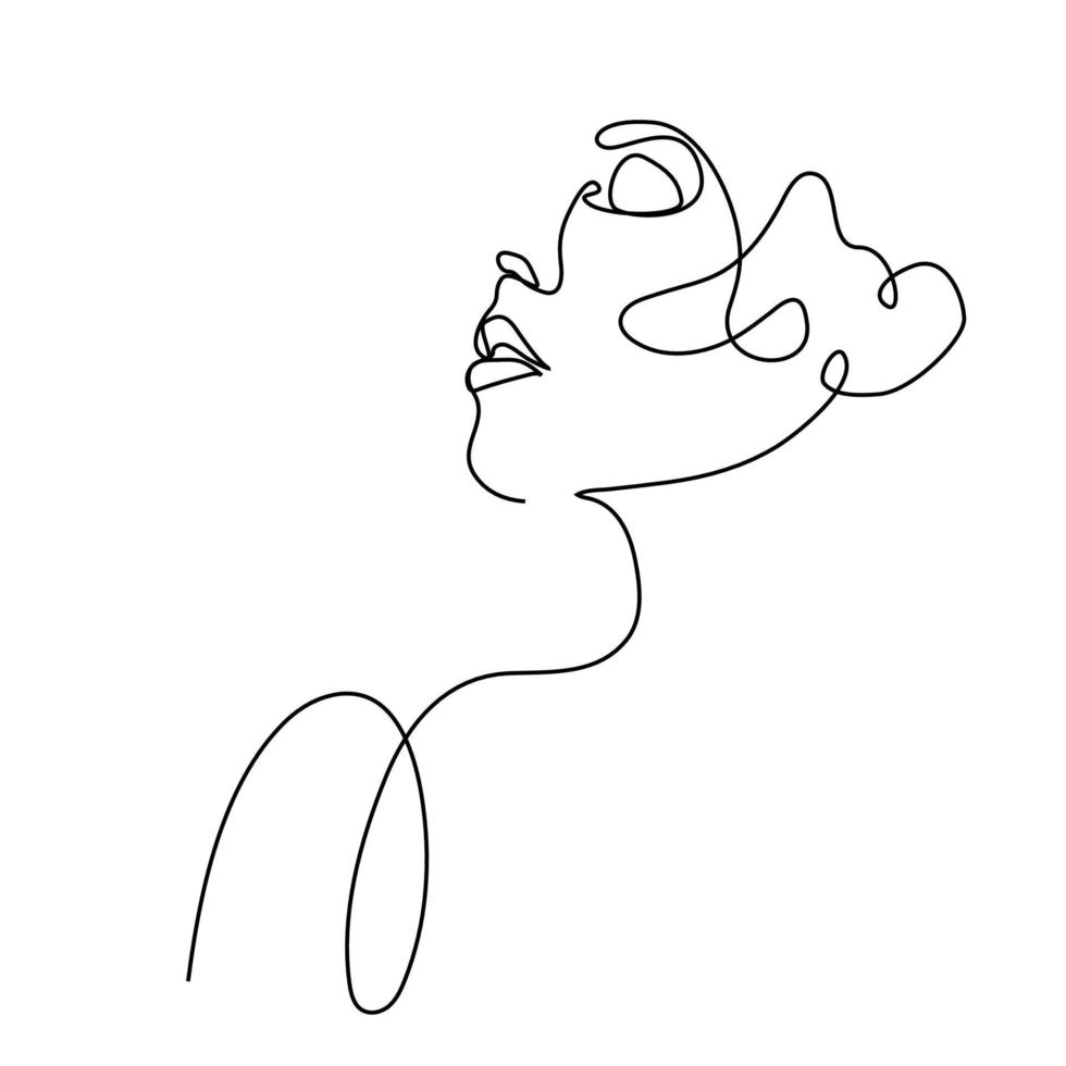 continuous line side view of a beautiful woman nude vector