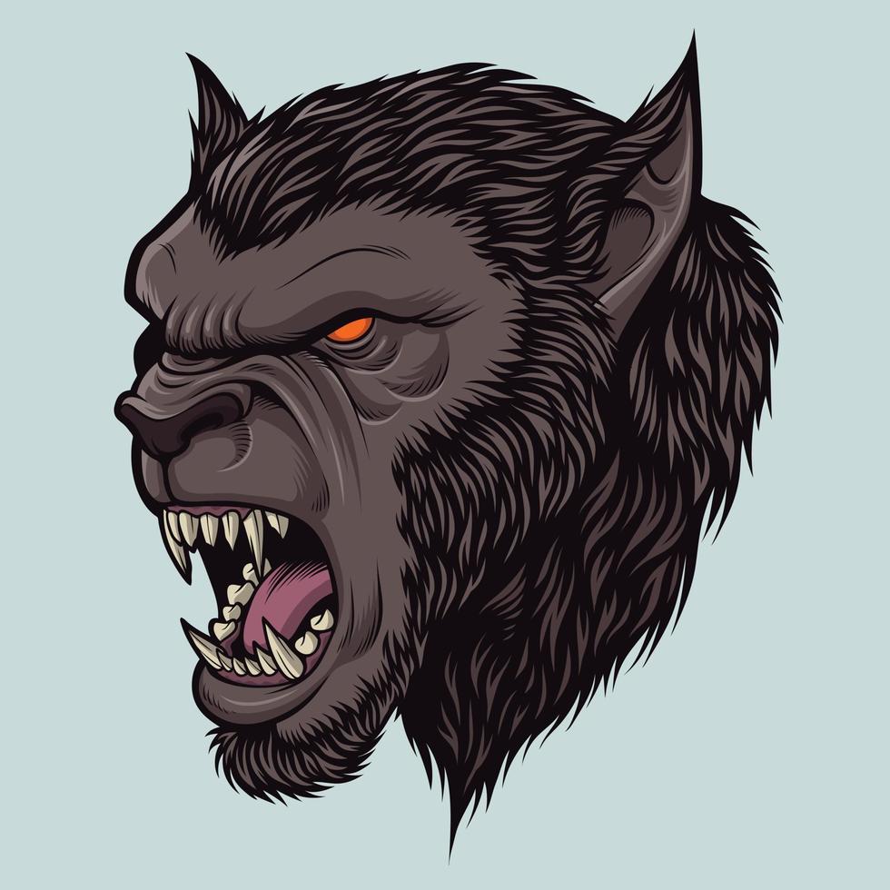 Werewolf Head Illustration for Halloween Theme Design Element vector