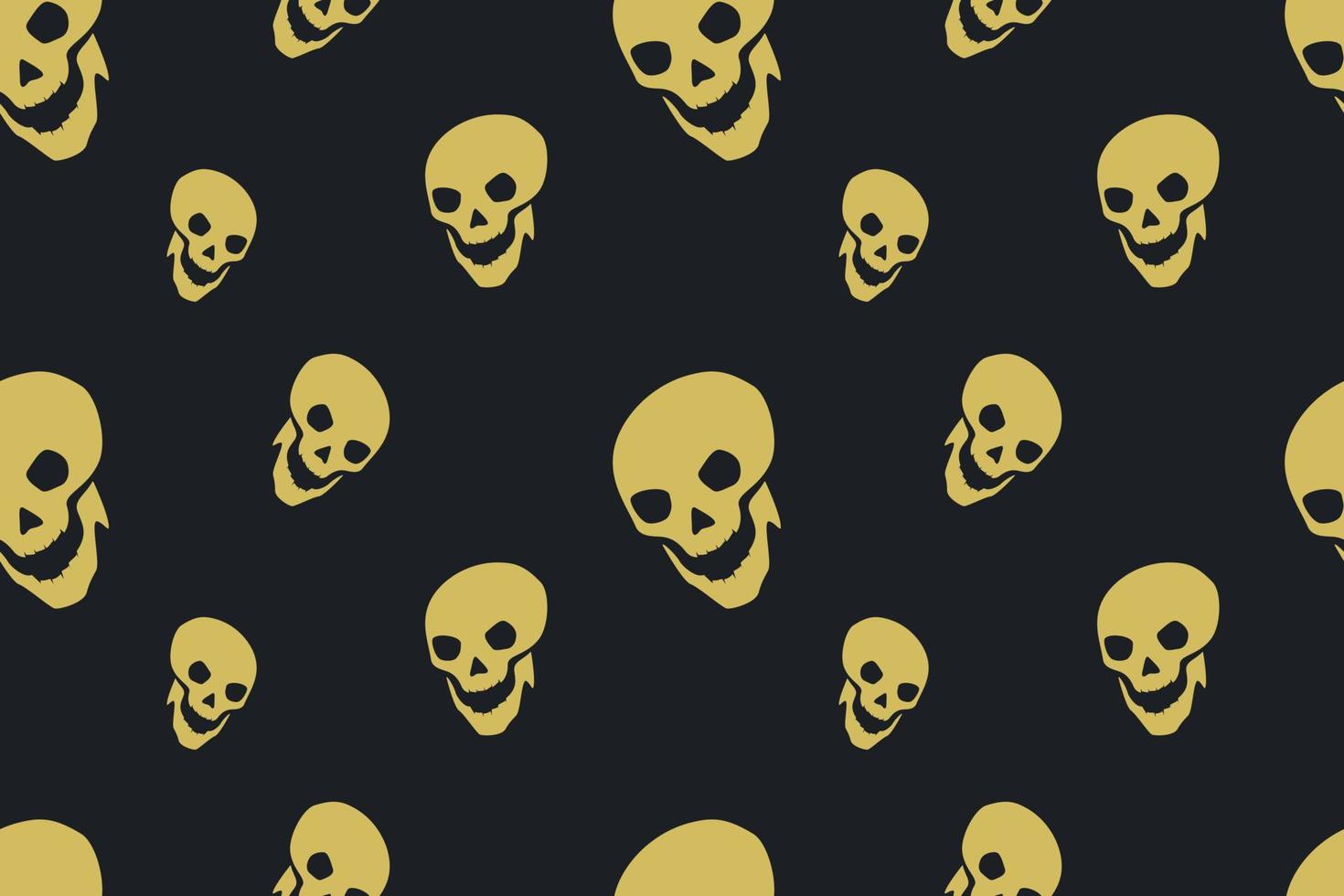 Golden Skull Halloween Luxury Seamless Pattern Blue Design vector