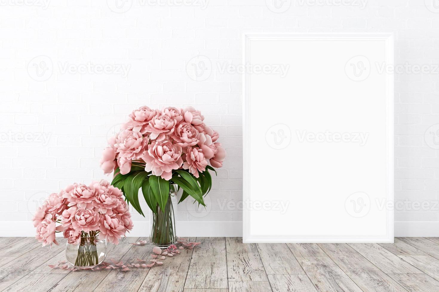 Frame mockup white flowers - 7 photo