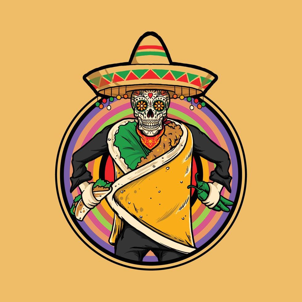 Sugar Skull Taco Illustration vector