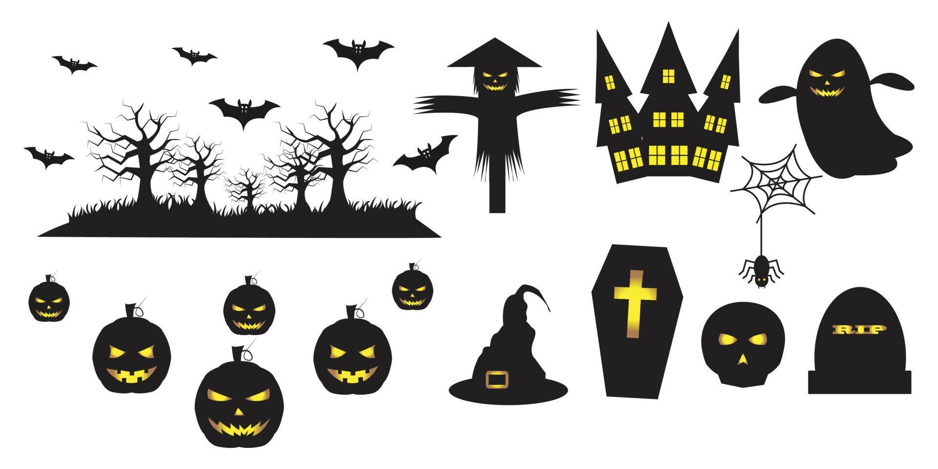 set of knick-knacks to welcome the halloween celebration vector