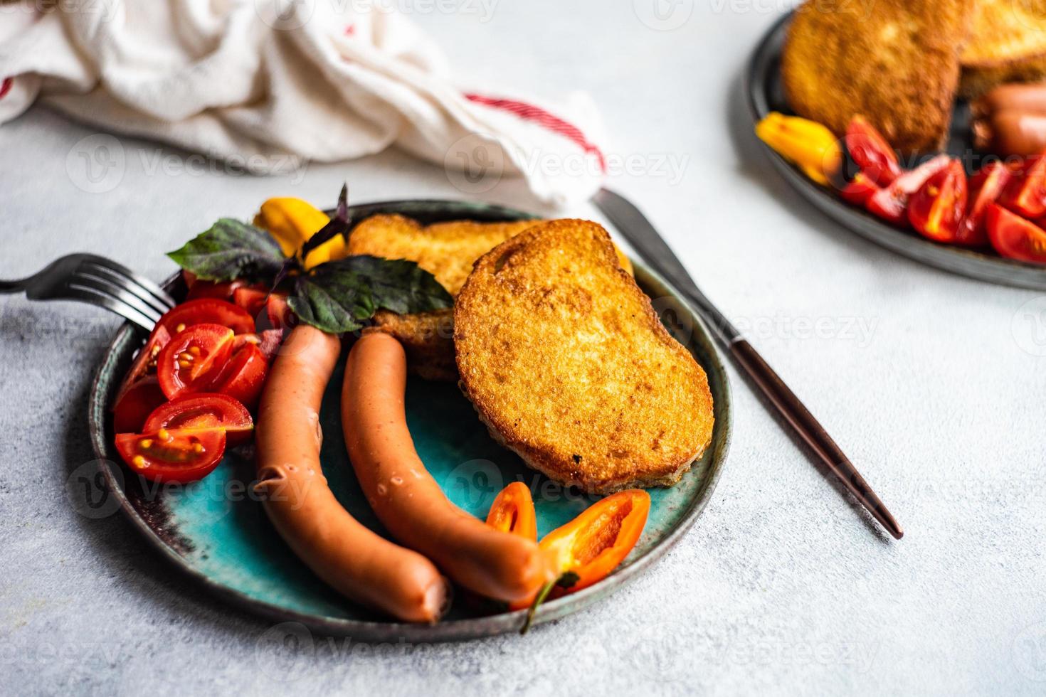 Dinner set served on a plate photo