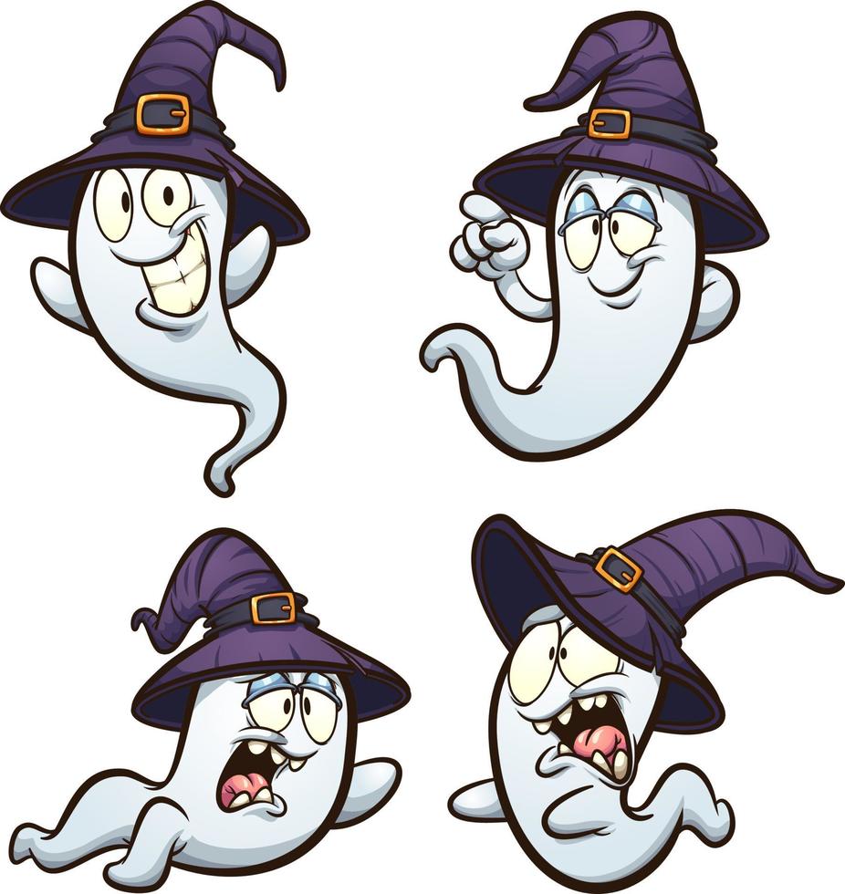 Halloween cartoon ghosts vector