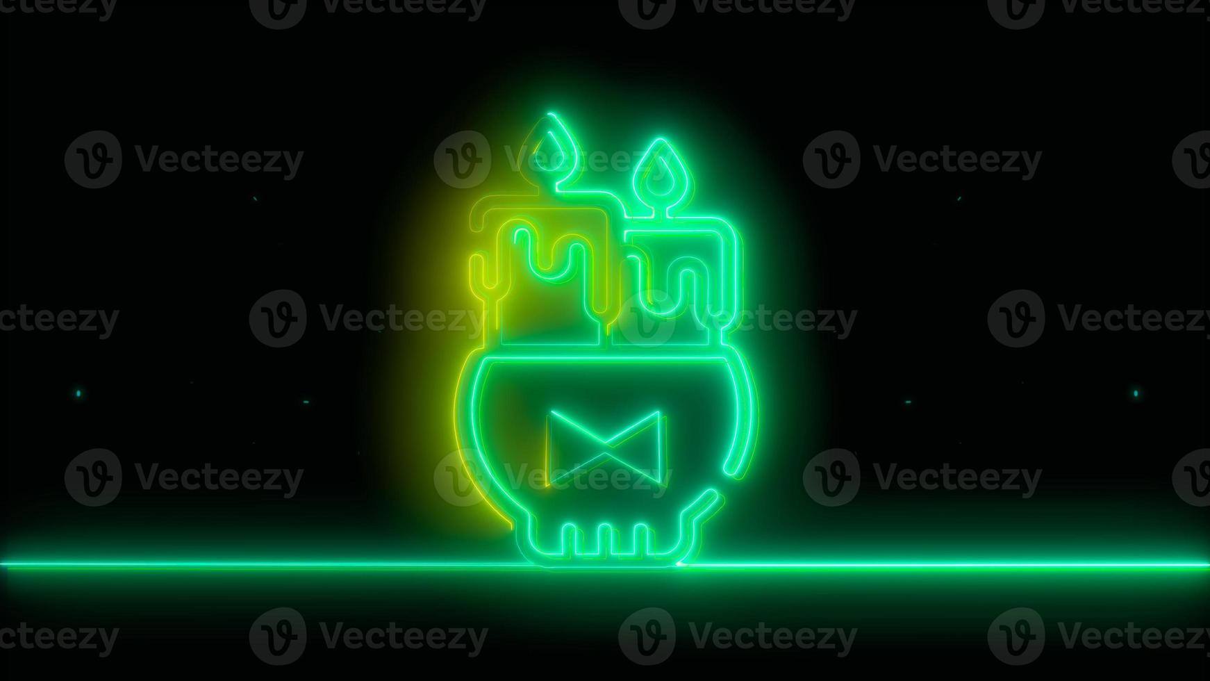 Neon Green Halloween Candle, emoji, 3d render, photo