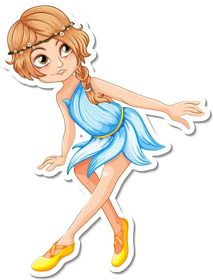 Cute fairy cartoon character sticker vector