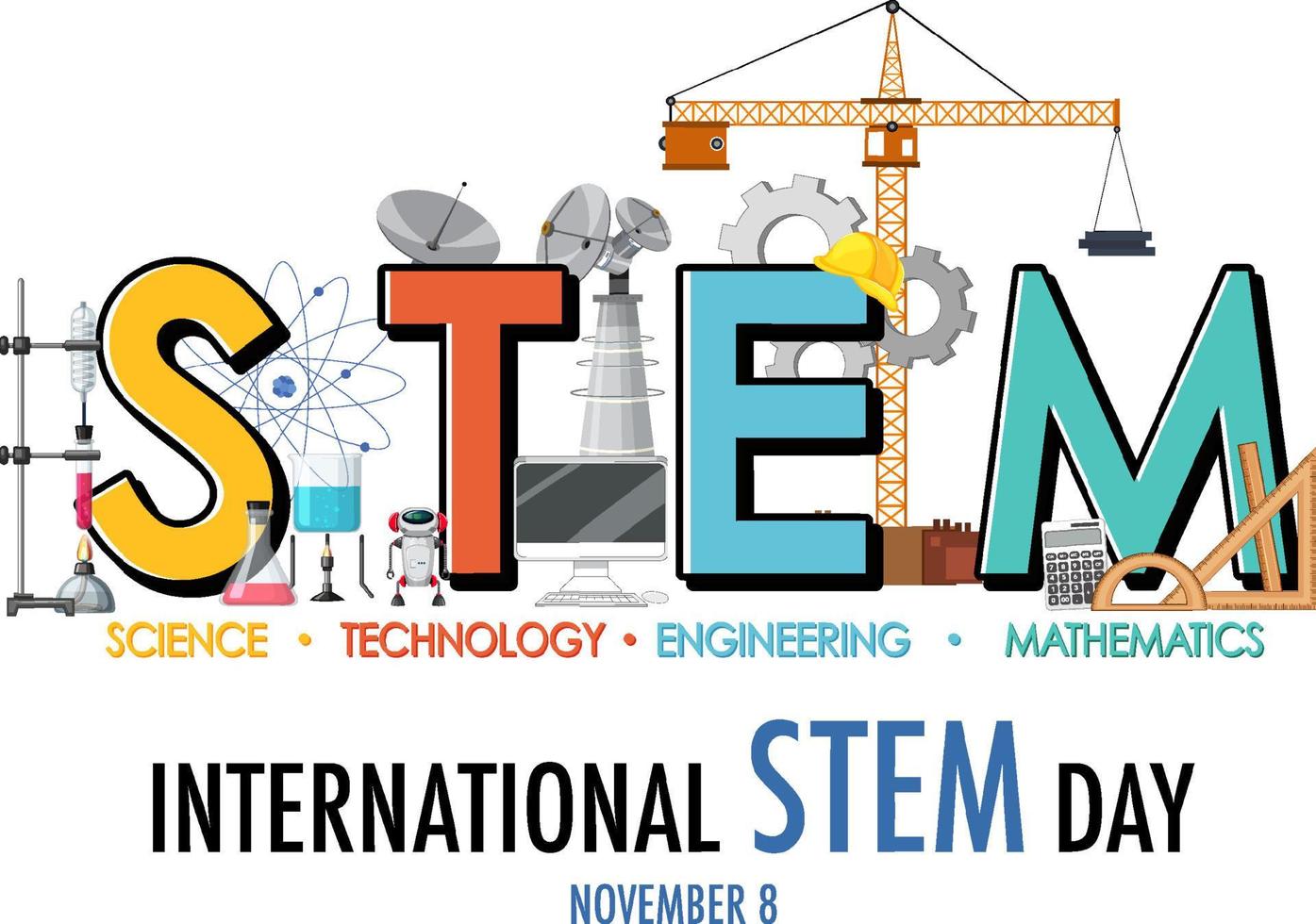 International STEM Day on November 8th logo banner vector