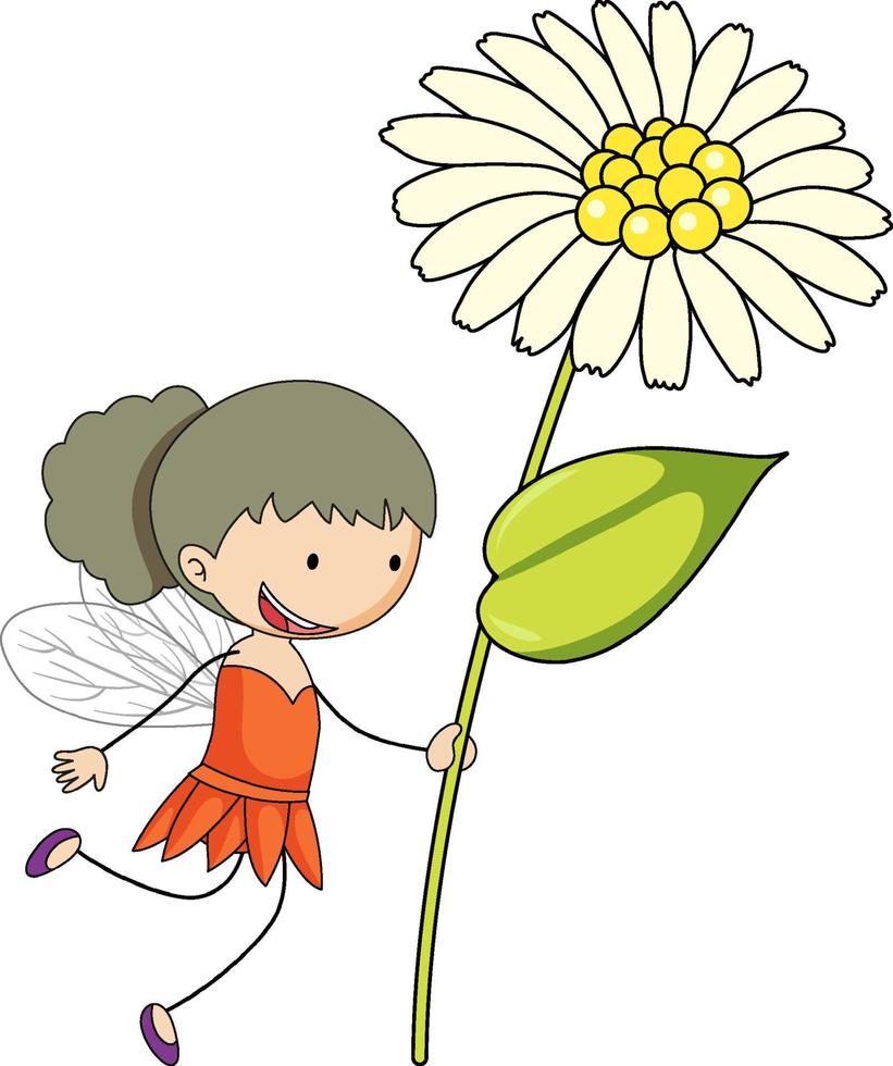 Simple cartoon character of a little fairy isolated vector