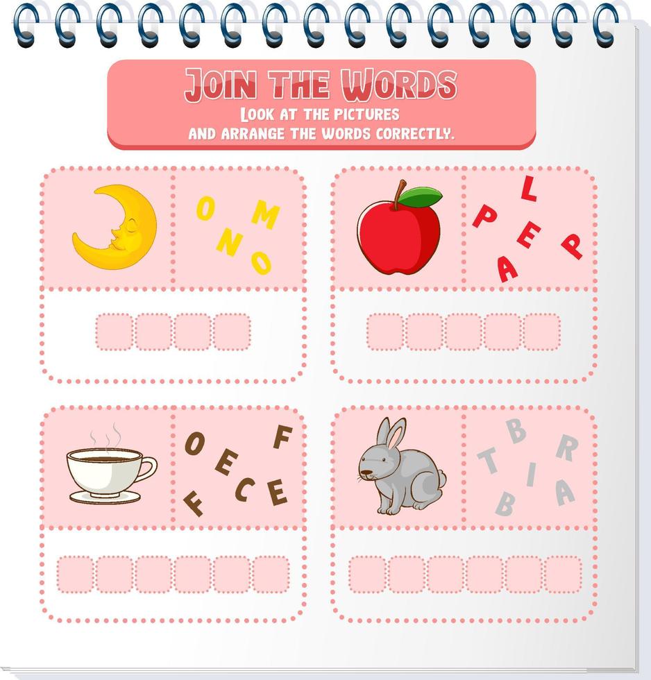 Spelling word game template vector