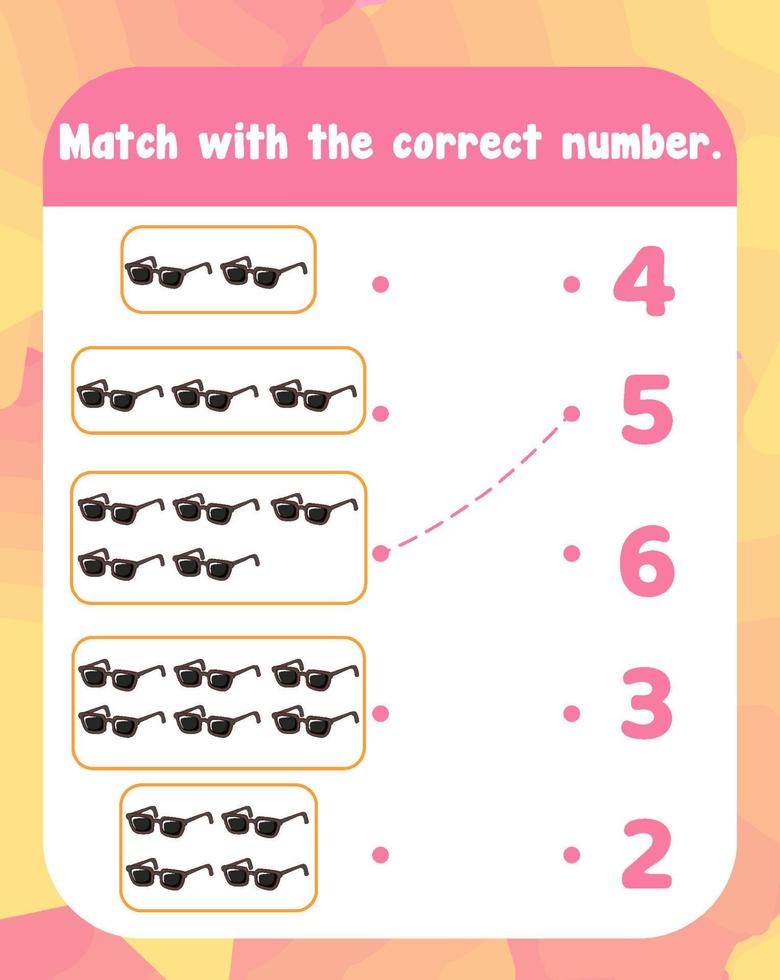 Count and match numbers math worksheet template vector