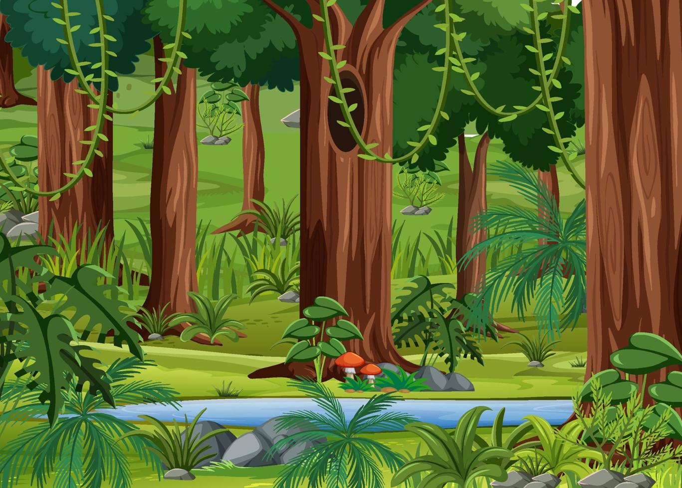 Tropical forest landscape background vector