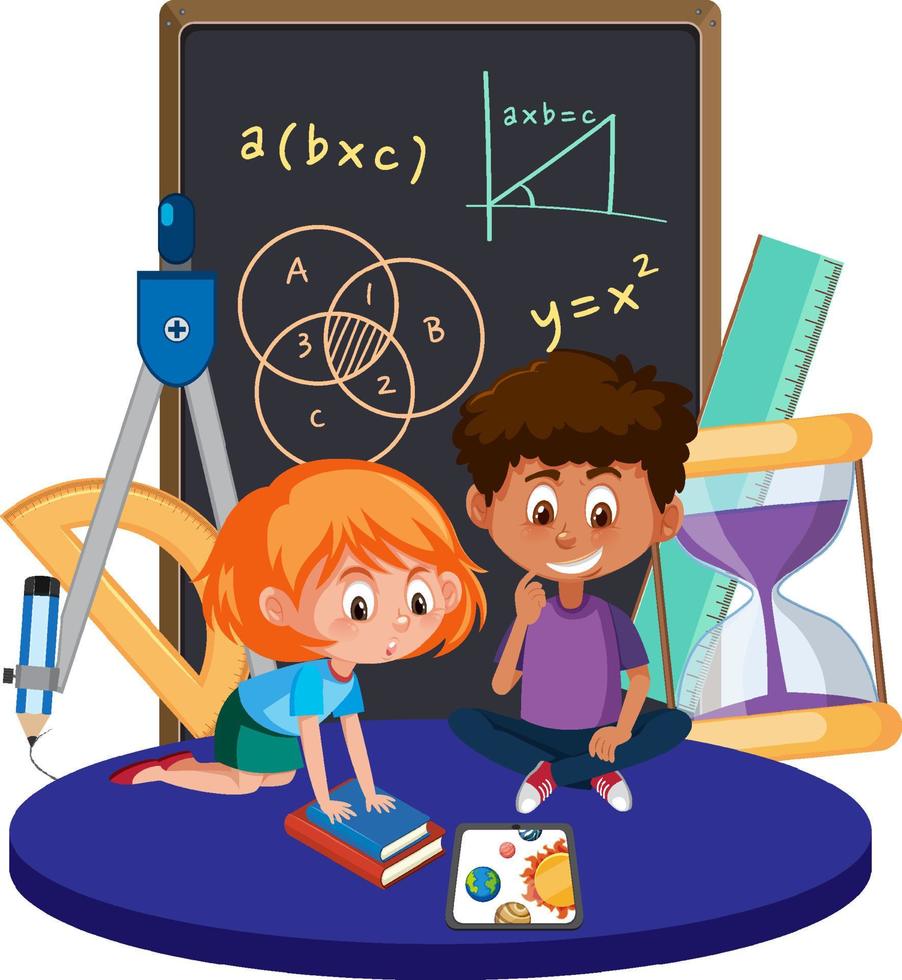 Student learning math isolated vector