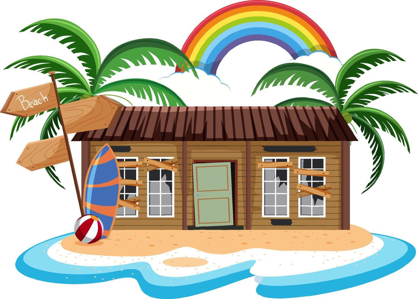 Abandon house on deserted island vector