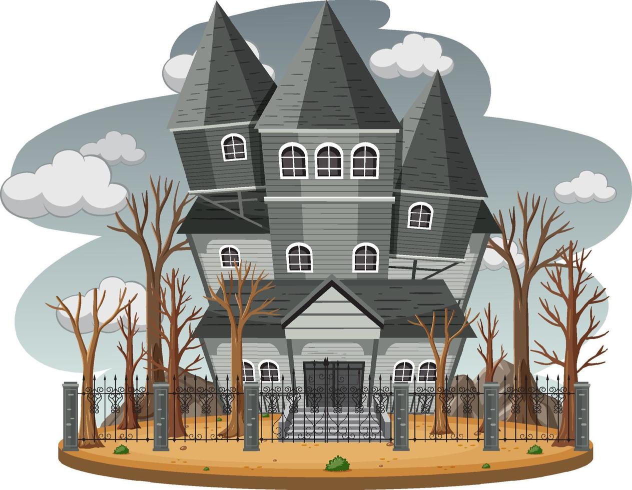 Haunted house with grey sky vector