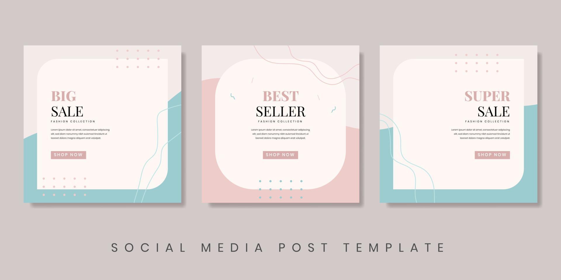 Creative fashion sale social media post template. Feminine background for brochure, flyer, banner, etc. Vector illustrator.