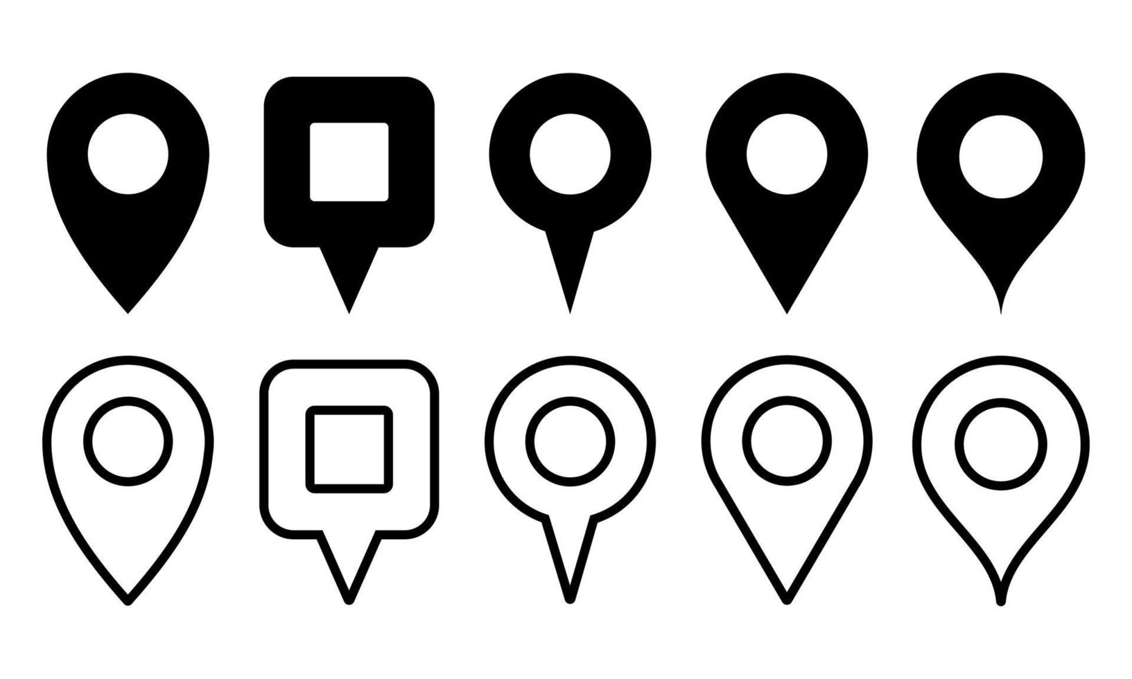 conjunto de iconos de pin localizador. Varias colecciones de iconos de marcas de ubicación. perfecto para el elemento de diseño de la aplicación de navegación, gps y guía de viaje vector