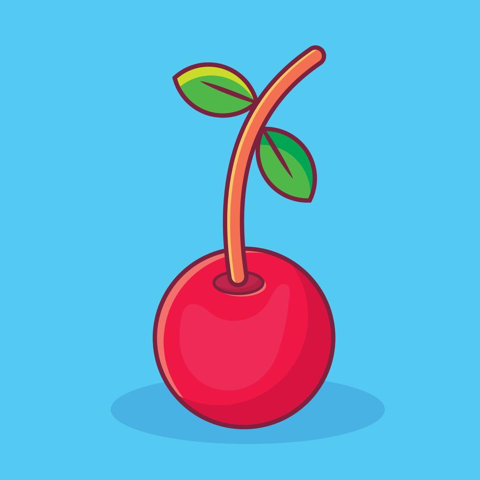 Ilustración de vector de dibujos animados aislado de fruta de cereza en estilo plano