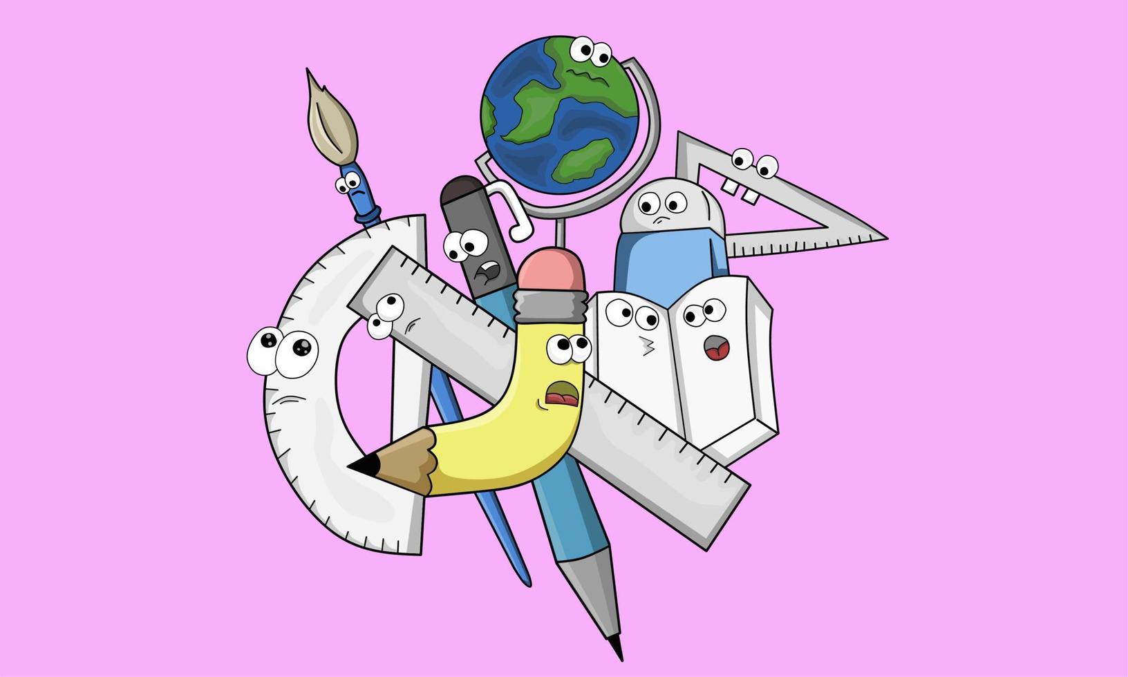 design doodle art school tools theme vector