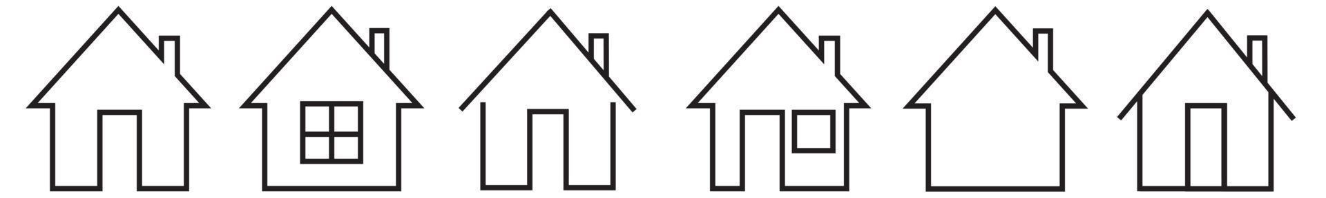 Set of thin line icons of homes and real estate. Outline symbol collection. Editable vector stroke. 256x256 Pixel Perfect scalable to 128px, 64px...